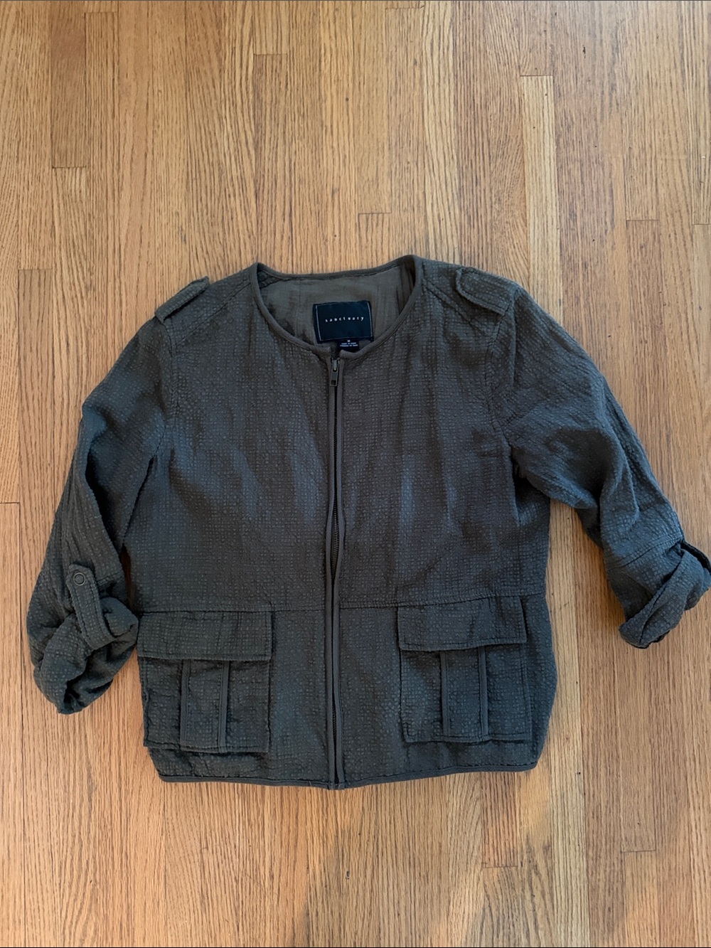 Sanctuary women’s size medium Olive Utility Zip-Front Jacket, light weight 👀